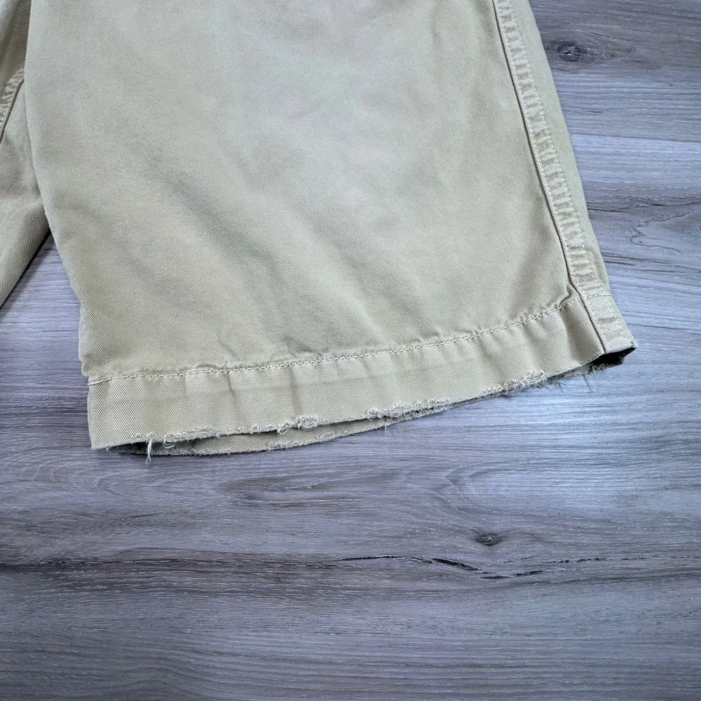 Vtg Y2K American Eagle Khaki Utility Shorts Mens 33 Distressed Raw Hem‎ Gropcore